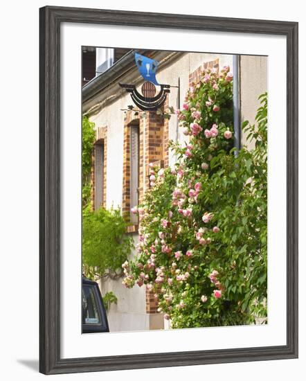 House with Rose Bushes and Wrought Iron Sign, Hautvillers, Vallee De La Marne, Champagne, France-Per Karlsson-Framed Photographic Print