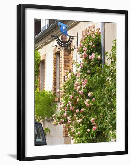 House with Rose Bushes and Wrought Iron Sign, Hautvillers, Vallee De La Marne, Champagne, France-Per Karlsson-Framed Photographic Print