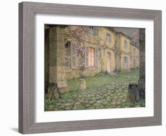 House with Roses at Dusk, C.1928-Henri Eugene Augustin Le Sidaner-Framed Giclee Print
