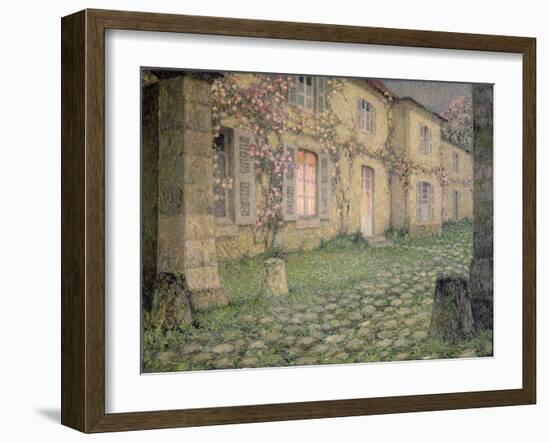 House with Roses at Dusk, C.1928-Henri Eugene Augustin Le Sidaner-Framed Giclee Print