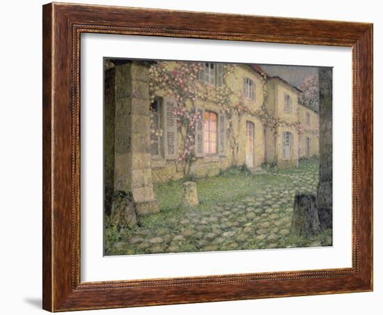 House with Roses at Dusk, C.1928-Henri Eugene Augustin Le Sidaner-Framed Giclee Print