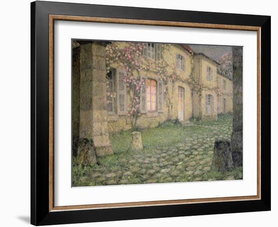 House with Roses at Dusk, C.1928-Henri Eugene Augustin Le Sidaner-Framed Giclee Print