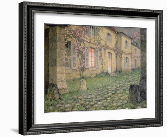 House with Roses at Dusk, C.1928-Henri Eugene Augustin Le Sidaner-Framed Giclee Print