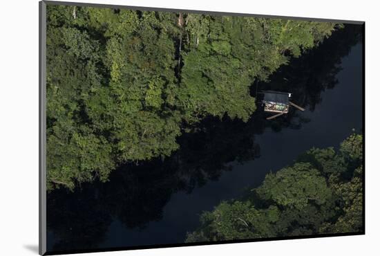 Houseboat on River. Potaro-Siparuni Region. Brazil, Guyana Border, Guyana-Pete Oxford-Mounted Photographic Print