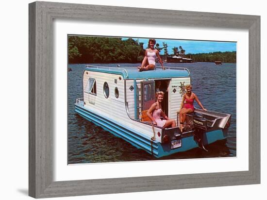 Houseboat with Bathing Beauties-null-Framed Art Print