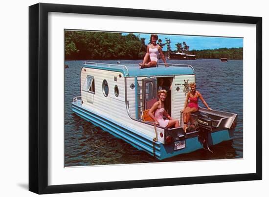 Houseboat with Bathing Beauties-null-Framed Art Print