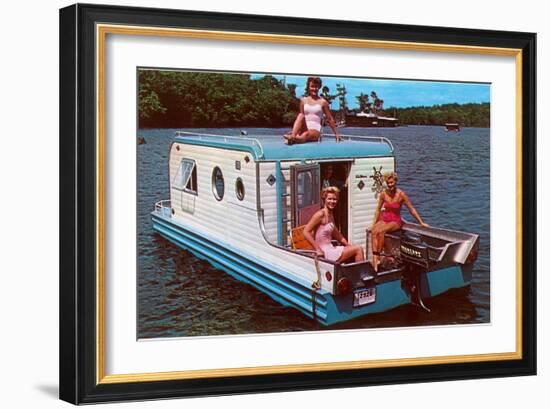 Houseboat with Bathing Beauties-null-Framed Art Print