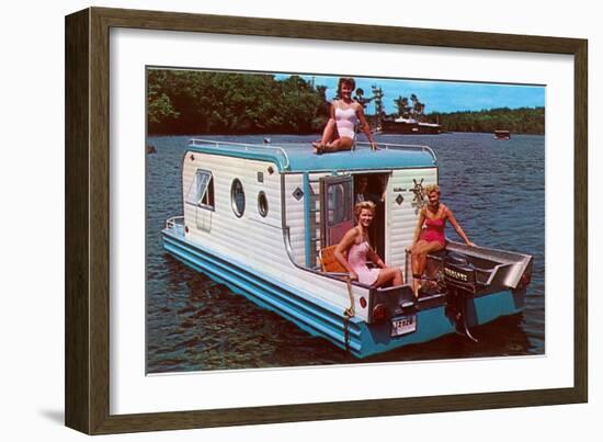 Houseboat with Bathing Beauties-null-Framed Premium Giclee Print