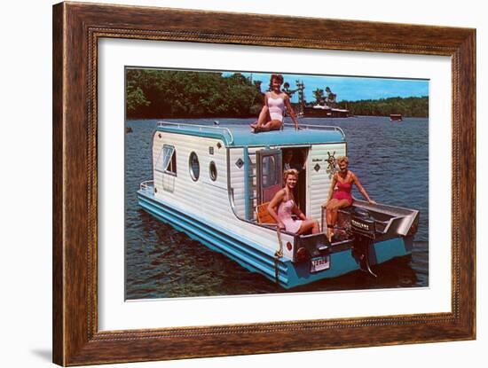 Houseboat with Bathing Beauties-null-Framed Premium Giclee Print