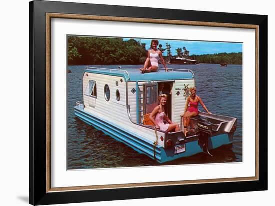 Houseboat with Bathing Beauties-null-Framed Premium Giclee Print