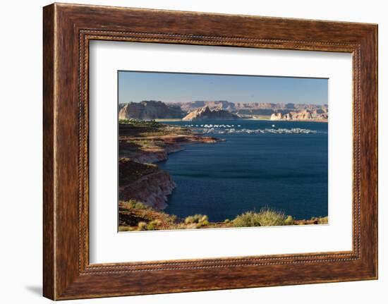 Houseboats at marina at Lake Powell, Arizona, USA-null-Framed Photographic Print