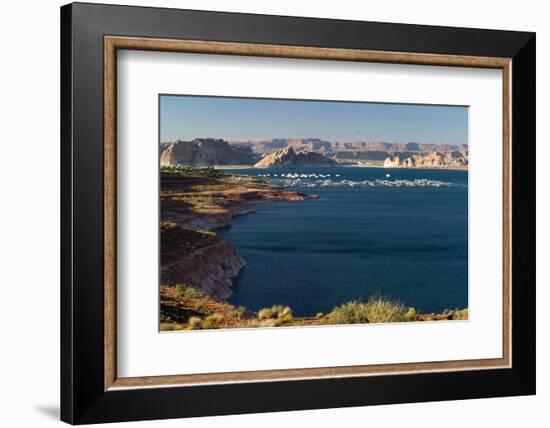 Houseboats at marina at Lake Powell, Arizona, USA-null-Framed Photographic Print