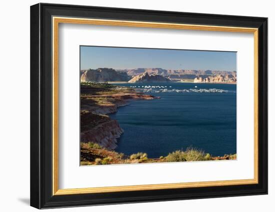 Houseboats at marina at Lake Powell, Arizona, USA-null-Framed Photographic Print