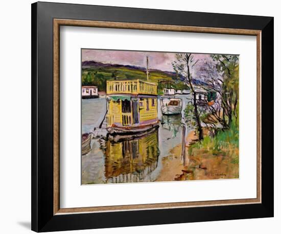 Houseboats, Loch Lomond (Oil on Canvas)-George Leslie Hunter-Framed Giclee Print