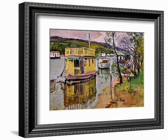 Houseboats, Loch Lomond (Oil on Canvas)-George Leslie Hunter-Framed Giclee Print