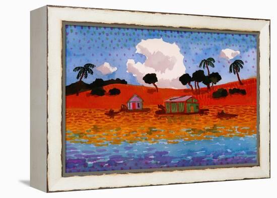 Houseboats on the Amazon River-John Newcomb-Framed Premier Image Canvas