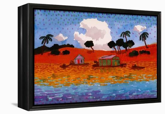 Houseboats on the Amazon River-John Newcomb-Framed Premier Image Canvas