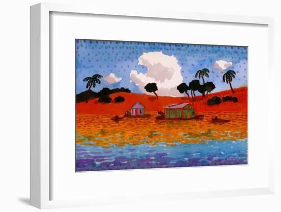 Houseboats on the Amazon River-John Newcomb-Framed Giclee Print