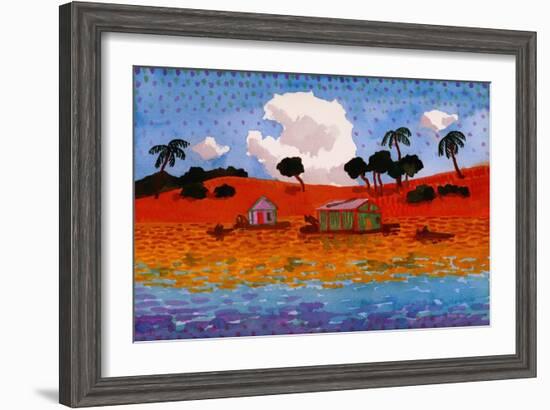 Houseboats on the Amazon River-John Newcomb-Framed Giclee Print