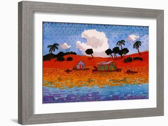 Houseboats on the Amazon River-John Newcomb-Framed Giclee Print