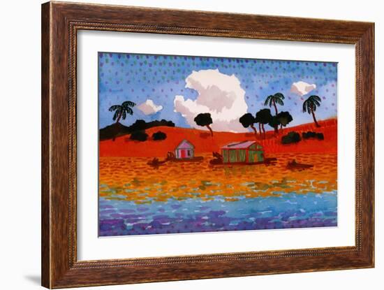 Houseboats on the Amazon River-John Newcomb-Framed Giclee Print