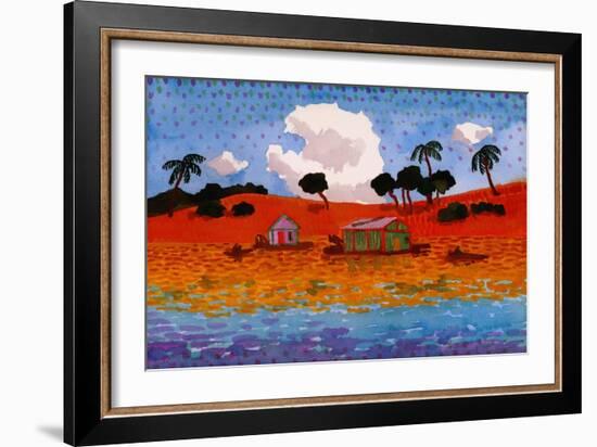 Houseboats on the Amazon River-John Newcomb-Framed Giclee Print