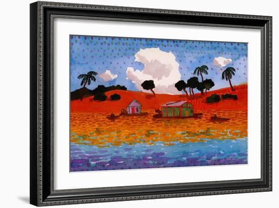 Houseboats on the Amazon River-John Newcomb-Framed Giclee Print