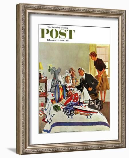 "Housecall," Saturday Evening Post Cover, February 27, 1960-George Hughes-Framed Giclee Print