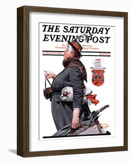 "Housekeeper" Saturday Evening Post Cover, March 27,1920-Norman Rockwell-Framed Giclee Print