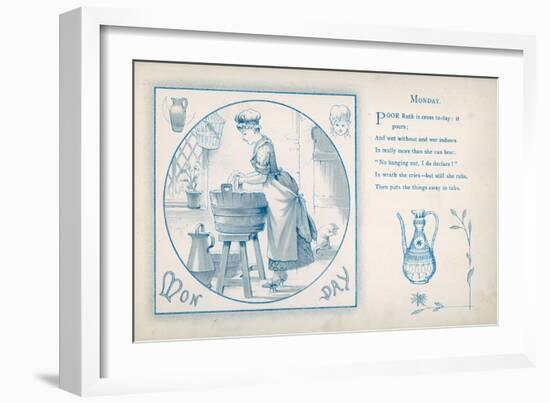 Housemaid Does the Laundry (Monday)--Framed Art Print