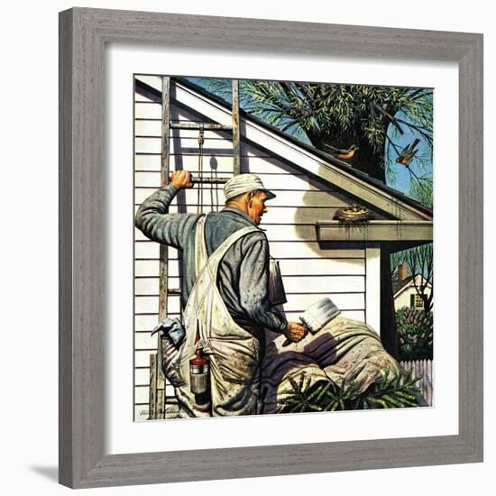 "Housepainter and Bird's Nest," May 12, 1945-Stevan Dohanos-Framed Giclee Print