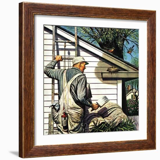 "Housepainter and Bird's Nest," May 12, 1945-Stevan Dohanos-Framed Giclee Print