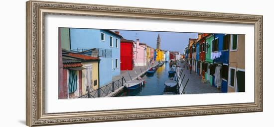 Houses Along a Canal, Burano, Venice, Veneto, Italy-null-Framed Photographic Print