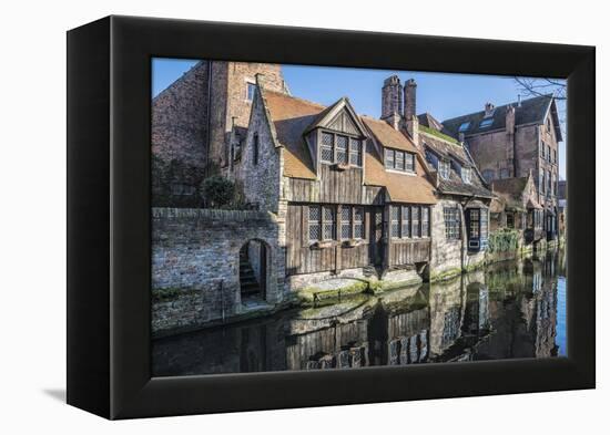 Houses Along a Channel, Historic Center of Bruges, UNESCO World Heritage Site, Belgium, Europe-G&M-Framed Premier Image Canvas