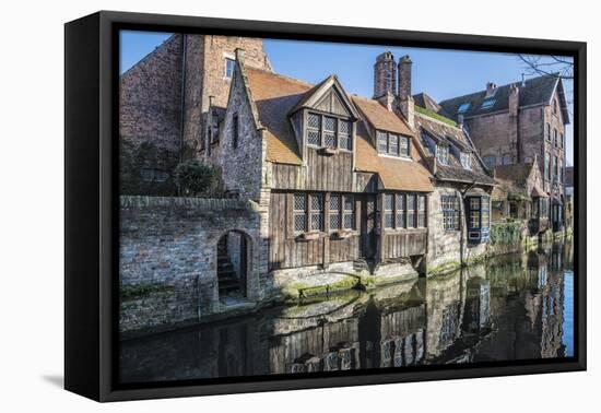 Houses Along a Channel, Historic Center of Bruges, UNESCO World Heritage Site, Belgium, Europe-G&M-Framed Premier Image Canvas