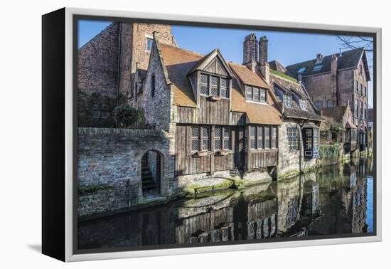 Houses Along a Channel, Historic Center of Bruges, UNESCO World Heritage Site, Belgium, Europe-G&M-Framed Premier Image Canvas