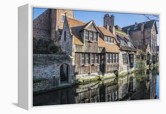 Houses Along a Channel, Historic Center of Bruges, UNESCO World Heritage Site, Belgium, Europe-G&M-Framed Premier Image Canvas