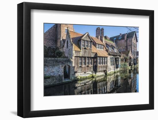 Houses Along a Channel, Historic Center of Bruges, UNESCO World Heritage Site, Belgium, Europe-G&M-Framed Photographic Print