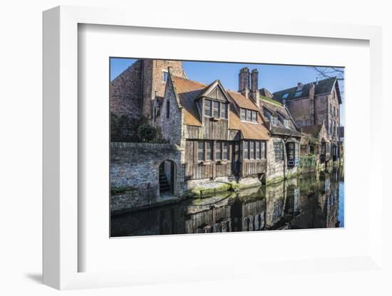 Houses Along a Channel, Historic Center of Bruges, UNESCO World Heritage Site, Belgium, Europe-G&M-Framed Photographic Print