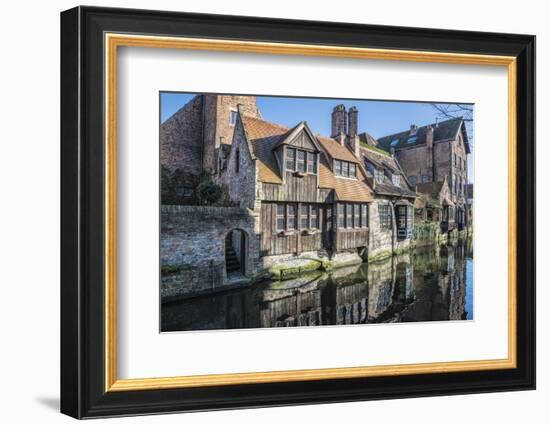 Houses Along a Channel, Historic Center of Bruges, UNESCO World Heritage Site, Belgium, Europe-G&M-Framed Photographic Print