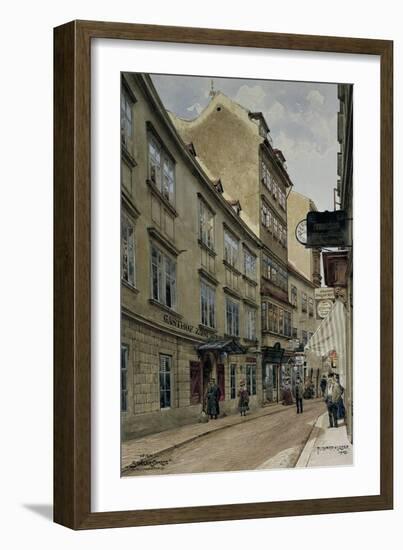 Houses Along a Street, Mozart House, Vienna, Austria-null-Framed Giclee Print