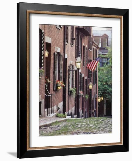 Houses Along Acorn Street, Boston, Massachusetts, USA-Walter Bibikow-Framed Photographic Print