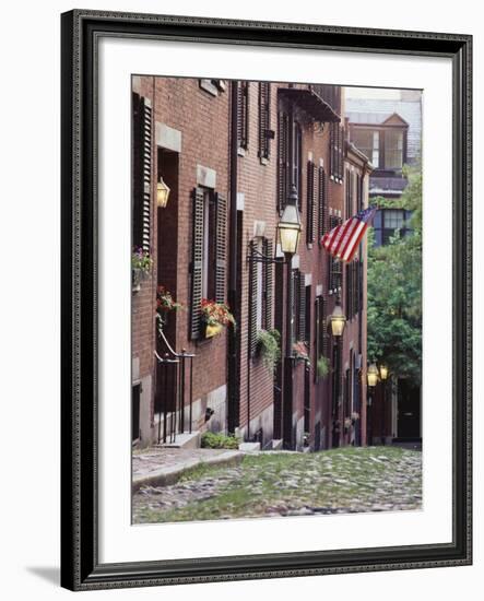 Houses Along Acorn Street, Boston, Massachusetts, USA-Walter Bibikow-Framed Photographic Print