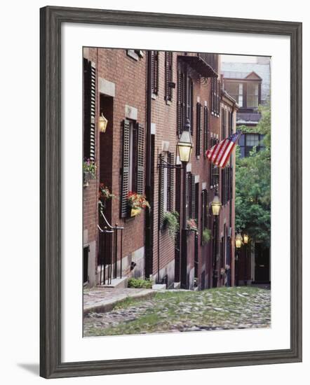 Houses Along Acorn Street, Boston, Massachusetts, USA-Walter Bibikow-Framed Photographic Print