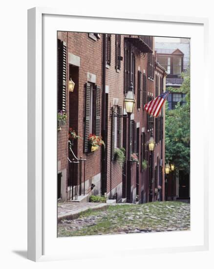 Houses Along Acorn Street, Boston, Massachusetts, USA-Walter Bibikow-Framed Photographic Print