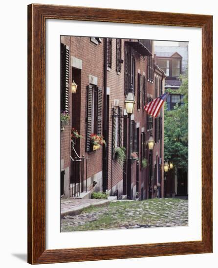 Houses Along Acorn Street, Boston, Massachusetts, USA-Walter Bibikow-Framed Photographic Print