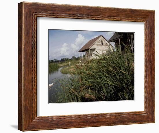 Houses Along the Louisiana Bayou are Seen-null-Framed Premium Photographic Print