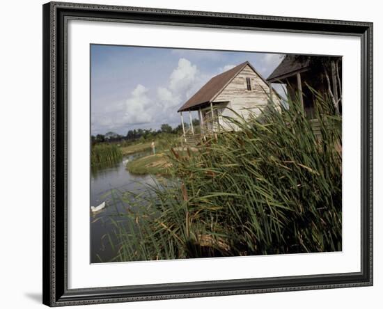 Houses Along the Louisiana Bayou are Seen-null-Framed Photographic Print