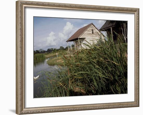 Houses Along the Louisiana Bayou are Seen-null-Framed Photographic Print