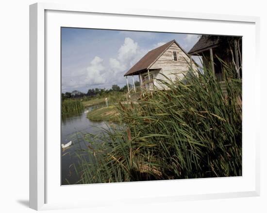 Houses Along the Louisiana Bayou are Seen-null-Framed Photographic Print